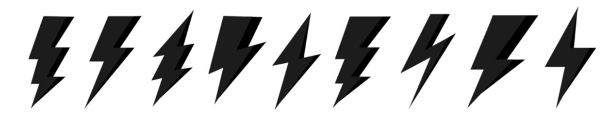 Lightning bolt icons set. Vector illustration