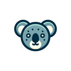 Cute cartoon koala face with soft colors and simple lines, suitable for children's media