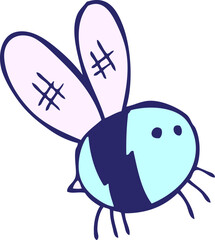 cartoon bee in bright neon color