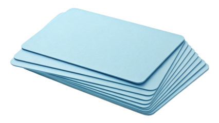 Stack of light blue cards mockups for business cards or playing cards presentation and design template