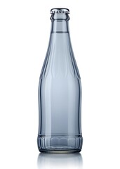 Clear glass bottle with silver cap filled with clear liquid
