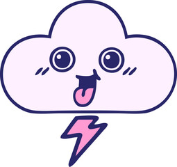 cute cartoon of a storm cloud in bright neon color