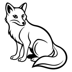 Obraz premium Alert fox sitting gracefully with a bushy tail silhouette