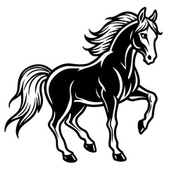 Obraz premium Majestic black horse in a dynamic gallop silhouette