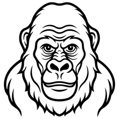 Obraz premium Intense gorilla face with detailed features and bold outline silhouette