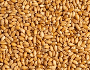 Fototapeta premium Flatlay closeup of a pile of wheat grain as background.