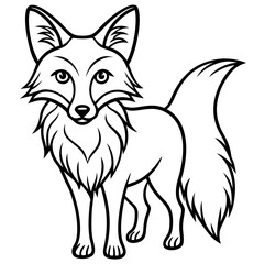 Obraz premium A stylized line art drawing of a fox standing proudly silhouette