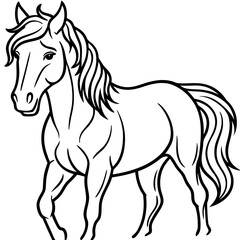 Obraz premium Elegant horse standing proudly with flowing mane and tail silhouette