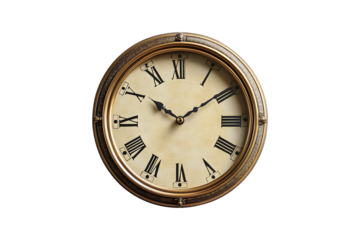 Modern Wall Clock with Minimal Design Isolated on Transparent Background