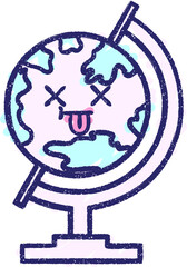 Dead Earth Chalk Drawing in bright neon color