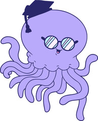 cartoon jellyfish in love in bright neon color