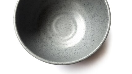 Empty circle grey bowl with ceramic melamin material isolated on white background