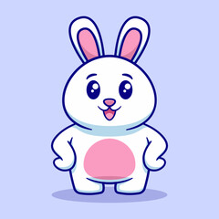 Cute Rabbit smiling flat vector cartoon illustration