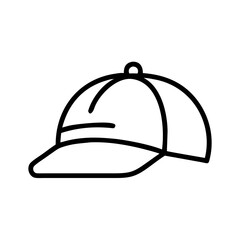 Fototapeta premium Simple line drawing of a baseball cap in black and white 