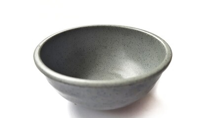 Empty circle grey bowl with ceramic melamin material isolated on white background