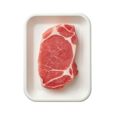 Fresh Raw Pork Chop on Styrofoam Tray Ready for Cooking and Meal Preparation in Home Kitchen Setting Transparent background or png