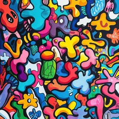 Abstract vibrant colorful chaotic design