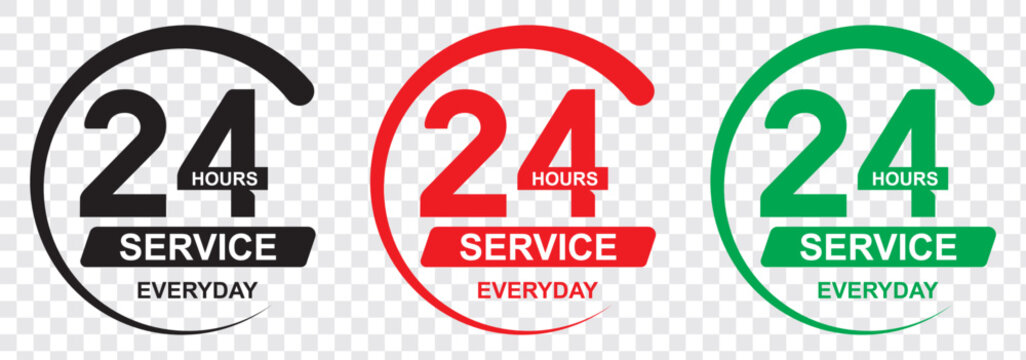 24 hour service icon. 24 hours icon. 24 hours order execution or delivery service icon. 24 hours icon flat style on a white background. 
