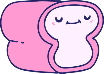 cartoon loaf of bread with happy smile in bright neon color