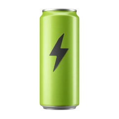 Green Energy Drink Can with Lightning Bolt Design and Sleek Modern Look for Refreshing Beverage Promotion Transparent background or png