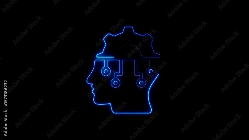 Poster artificial intelligence innovation brain with gear technology circuitry digital transformation.