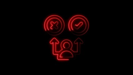 Decision making icon with approved and rejected choices representing the right decisions