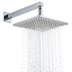 Minimalist Waterfall Showerhead, isolated PNG transparent background