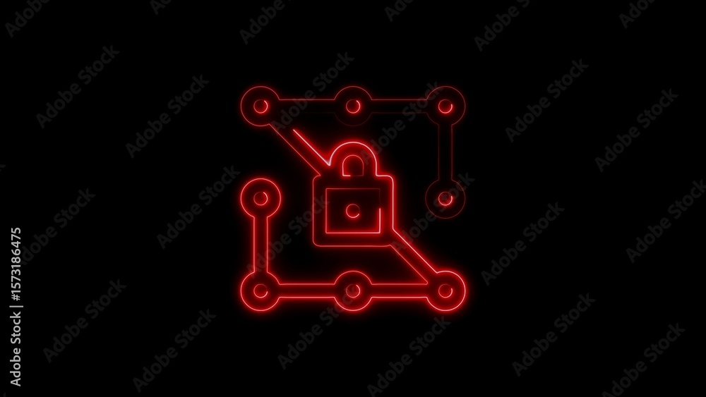 Poster digital security and cybersecurity conceptual illustration of encrypted network protection with padl
