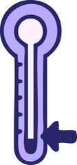cute cartoon of a glass thermometer in bright neon color