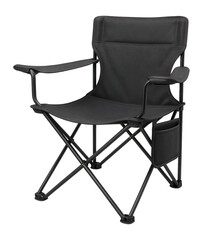 Heavy-duty camping chair with reinforced joints and a side storage pocket for tailgating events