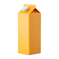 Bright Yellow Juice Carton with White Cap Isolated on White Background for Refreshing Beverage Advertising Transparent background or png