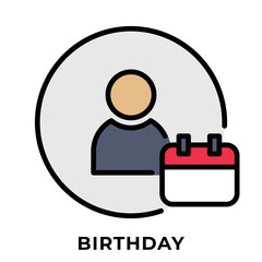 Single Icon User Birthday, Avatar Icon, Icon Line Color