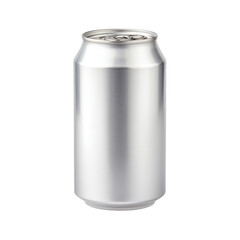 Smooth Silver Aluminum Can Isolated on White Background for Beverage Packaging and Product Display Transparent background or png