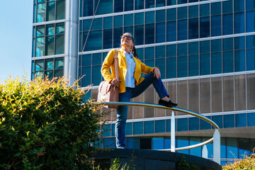 Senior businesswoman wearing business casual attire in the city