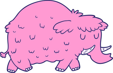 cartoon prehistoric mammoth in bright neon color