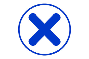 Obraz premium A bold blue cross symbol enclosed within a thick blue circle against a transparent background