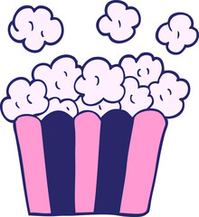 cartoon doodle cinema popcorn in bright neon color