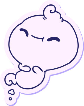 Naklejki freehand drawn sticker cartoon of kawaii scary ghost in bright neon color