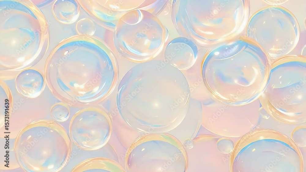 Aufkleber iridescent bubbles background with soap liquid texture surface and transparent design