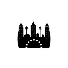creative details Outline City Skyline with People Icon vector illustration