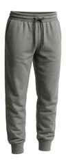 Loose-fit grey sweatpants with drawstring waist and ribbed hems