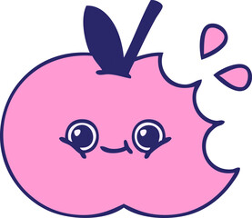 cute cartoon of a apple in bright neon color