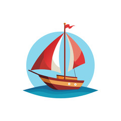 Obraz premium Vector Illustration of a Sailboat with Sails for Nautical and Travel Concepts Isolated on a White Background