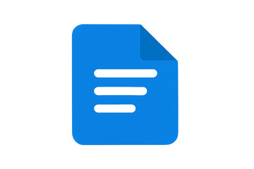 Simple blue document icon with rounded corners and horizontal lines on transparent