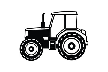 black tractor silhouette for agriculture farming icon equipment illustration