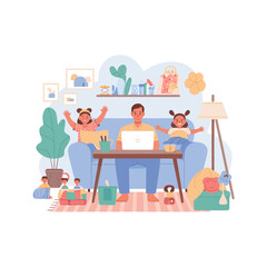 Remote Work from Home Vector Illustration