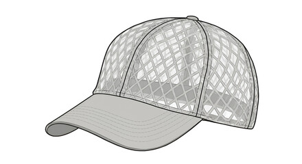 Grey Mesh Baseball Cap Illustration