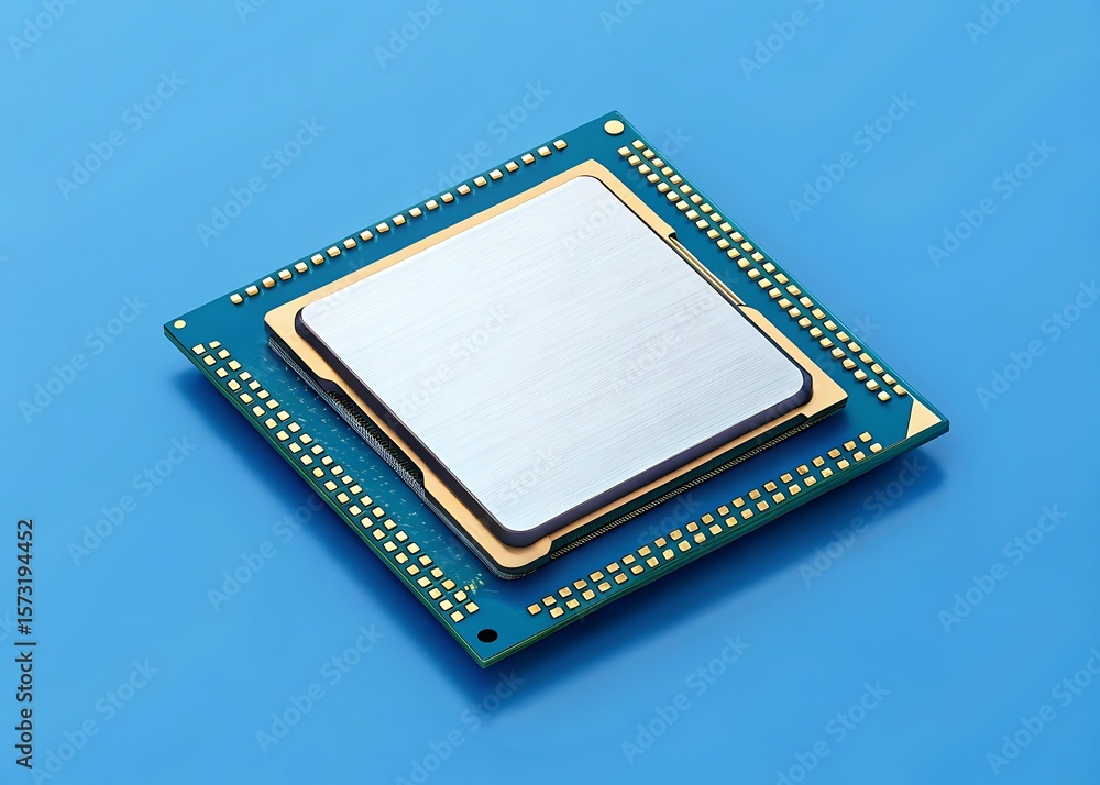 Poster a detailed closeup of a cpu processor chip reveals the intricate circuitry and advanced technology a