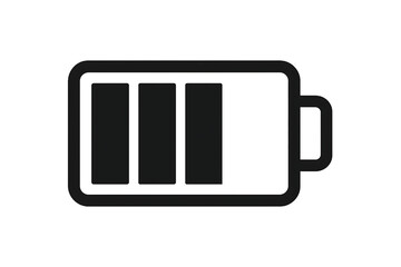 Stylized battery icon with three out of four bars filled on transparent background