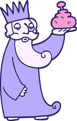 one of the three wise men hand drawn doodle style cartoon in bright neon color